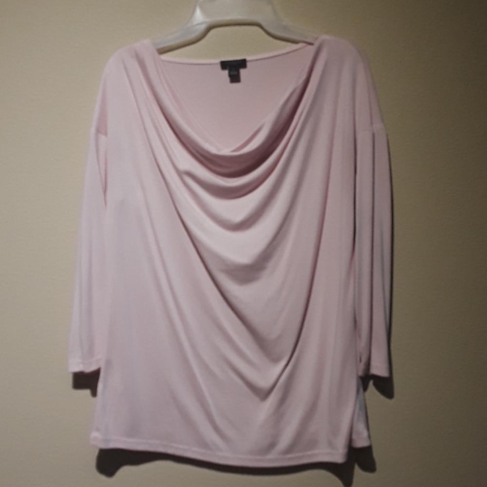 Ann Taylor Casual Drape Neck Top Light Pink